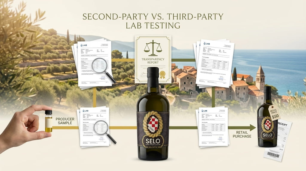 Second-Party vs Third-Party Lab Testing in Olive Oil, and Why It Matters for Croatian Olive Oil